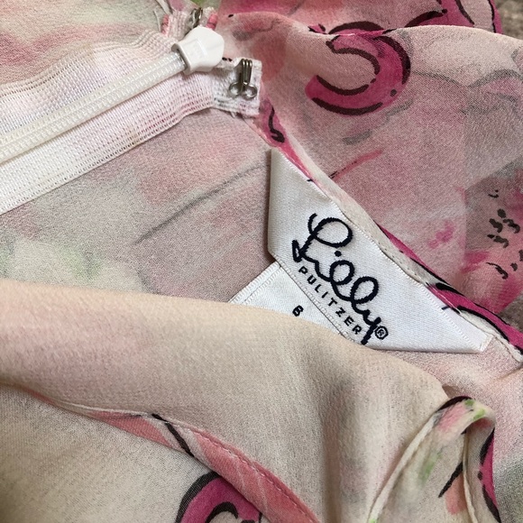 NWT Lilly Pulitzer pink ruffle palm cocktail dress - Picture 5 of 5